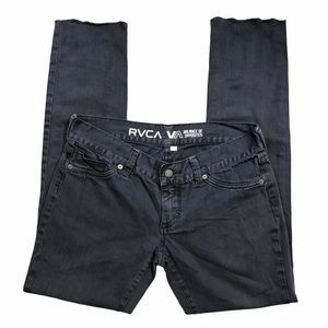 RVCA VA Faded Black Raw Hem Distressed Jean